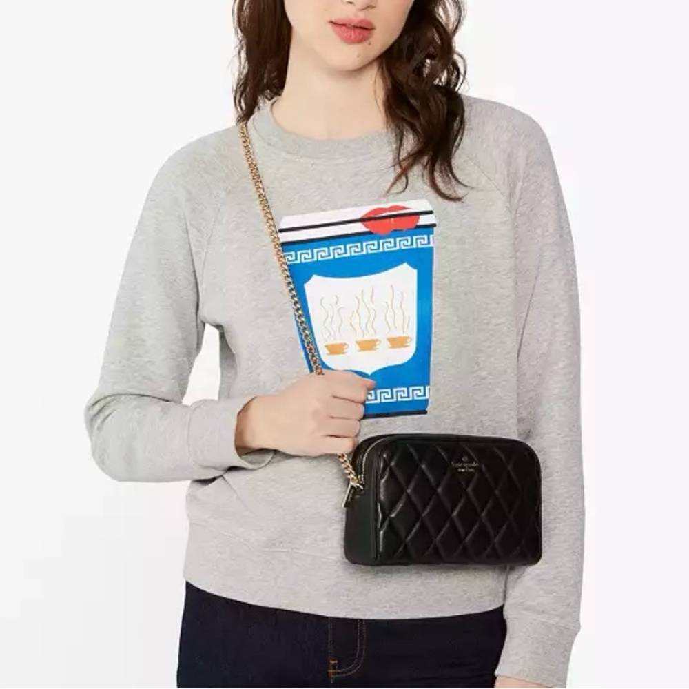 Kate Spade Black Quilted Carey Chain Camera Crossbody Bag - Picture 2 of 6